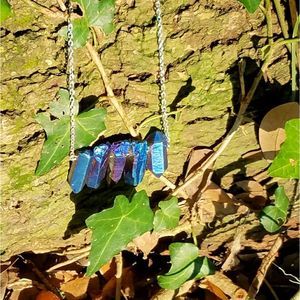 Blue Quartz Point Necklace